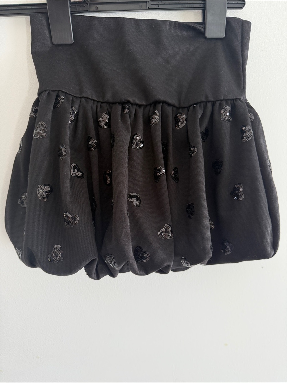 Zara girls Black Bubble Skirt with Sequin Heart Accents